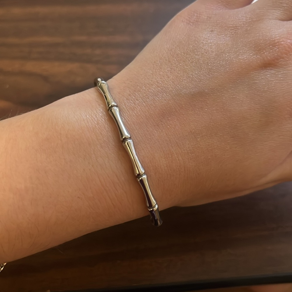 stainless steel bamboo style bangle bracelet